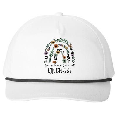 Choose Kindness Rainbow Floral Flower Snapback Five-Panel Rope Hat