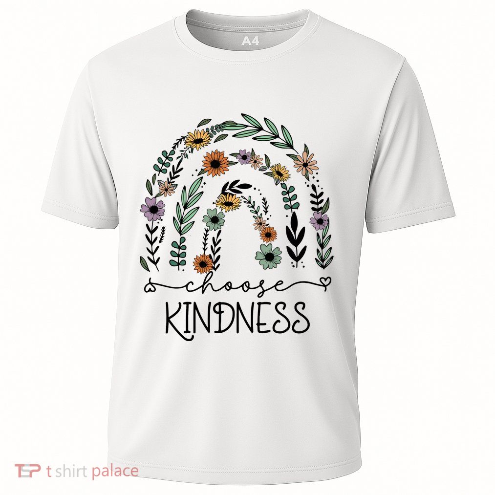 Choose Kindness Rainbow Floral Flower Cooling Performance Crew T-Shirt