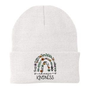 Choose Kindness Rainbow Floral Flower Knit Cap Winter Beanie