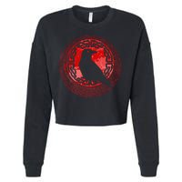Celtic Knot Raven Crow Cropped Pullover Crew