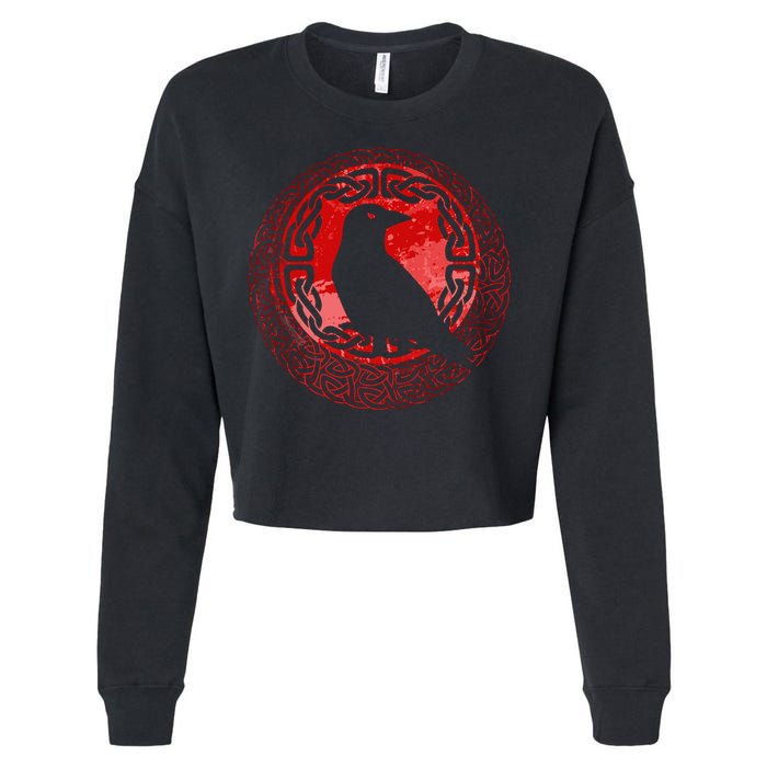 Celtic Knot Raven Crow Cropped Pullover Crew