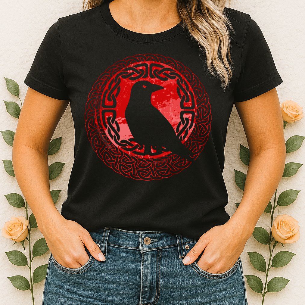 Celtic Knot Raven Crow Womens T-Shirt