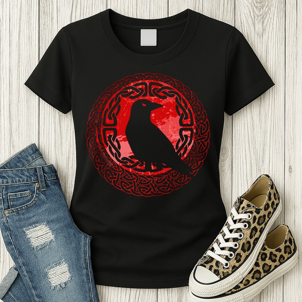 Celtic Knot Raven Crow Womens T-Shirt