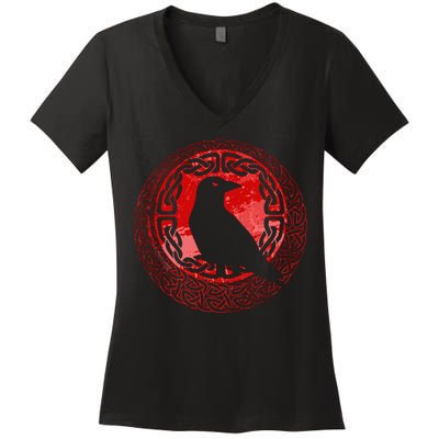 Celtic Knot Raven Crow Women's V-Neck T-Shirt