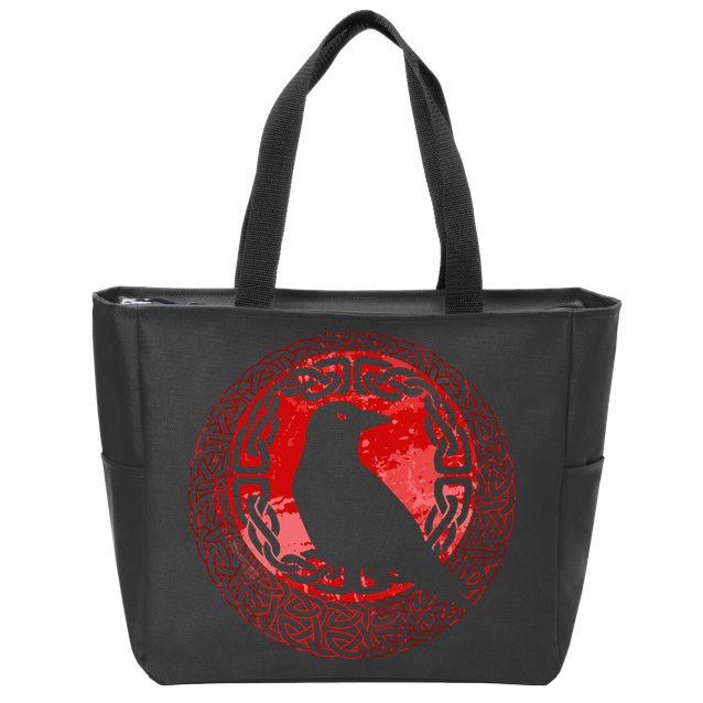 Celtic Knot Raven Crow Zip Tote Bag