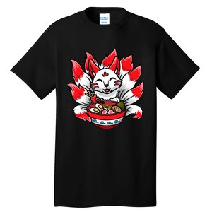 Cute Kitsune Ra Bowl Japanese Noodle Kawaii Anime Fox Tall T-Shirt