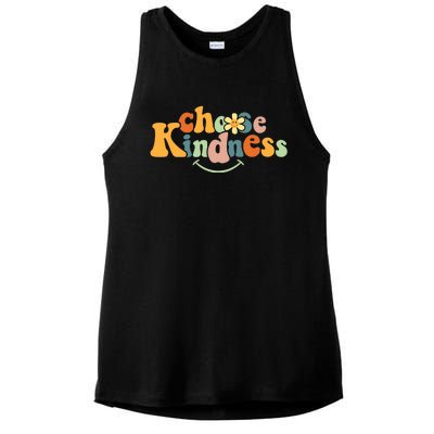 Choose Kindness Retro Groovy Be Kind Inspirational Ladies PosiCharge Tri-Blend Wicking Tank