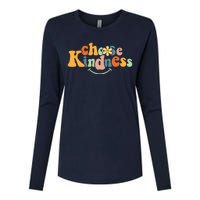 Choose Kindness Retro Groovy Be Kind Inspirational Womens Cotton Relaxed Long Sleeve T-Shirt