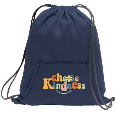 Choose Kindness Retro Groovy Be Kind Inspirational Sweatshirt Cinch Pack Bag