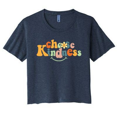 Choose Kindness Retro Groovy Be Kind Inspirational Women's Crop Top Tee