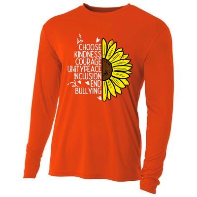 Choose Kindness Sunflower Orange Anti Bullying Unity Day Cooling Performance Long Sleeve Crew