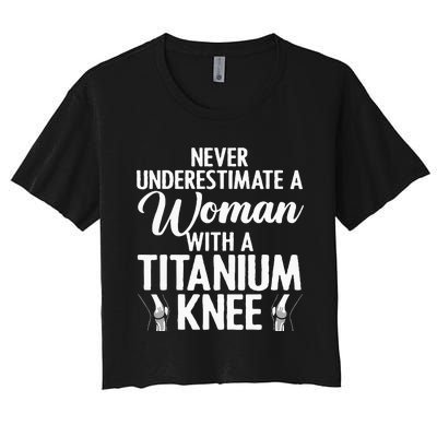 Cool Knee Surgery For Women Girls Titanium Knee Replacement Women's Crop Top Tee