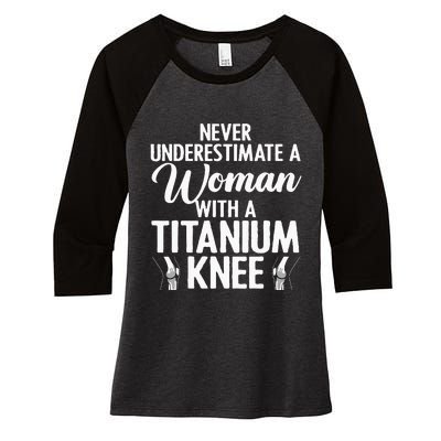 Cool Knee Surgery For Women Girls Titanium Knee Replacement Women's Tri-Blend 3/4-Sleeve Raglan Shirt