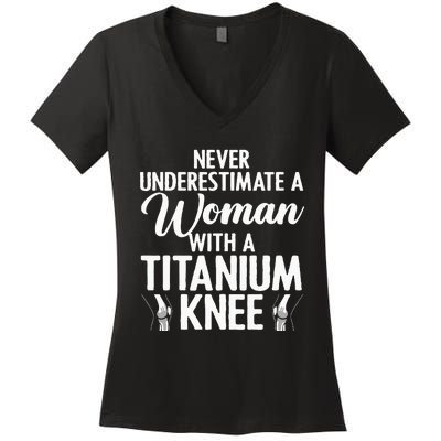 Cool Knee Surgery For Women Girls Titanium Knee Replacement Women's V-Neck T-Shirt