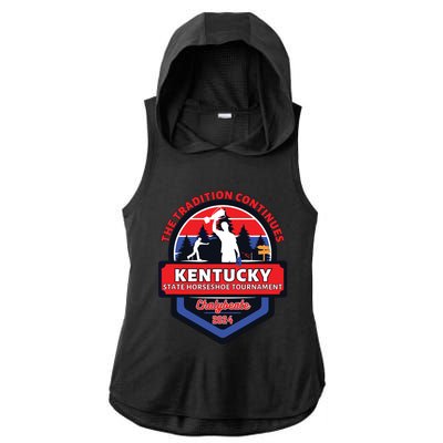 Chalybeate Ky State Horseshoe Pitching Tournament 2024 Ladies PosiCharge Tri-Blend Wicking Draft Hoodie Tank