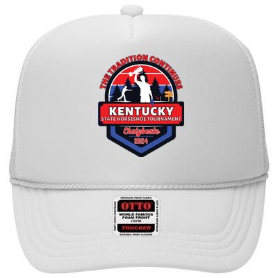 Chalybeate Ky State Horseshoe Pitching Tournament 2024 High Crown Mesh Back Trucker Hat