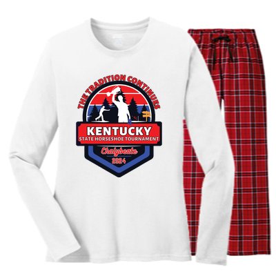 Chalybeate Ky State Horseshoe Pitching Tournament 2024 Women's Long Sleeve Flannel Pajama Set 