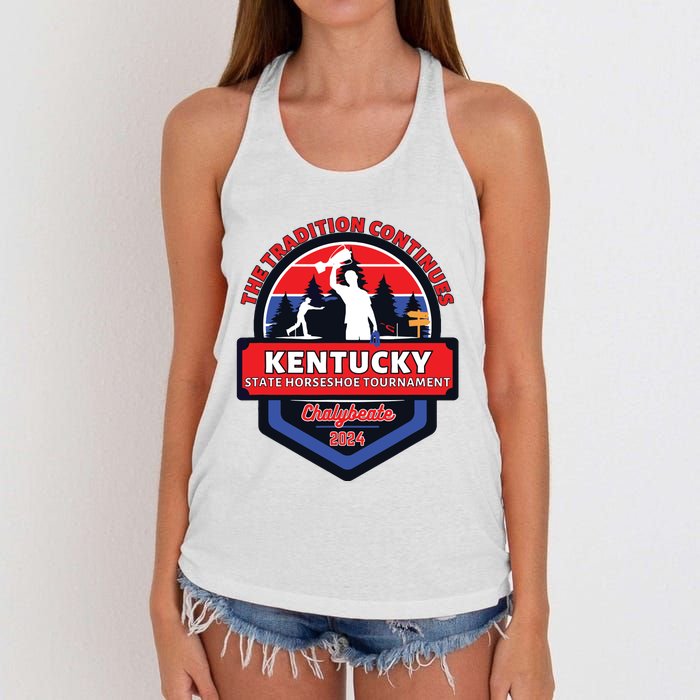 Chalybeate Ky State Horseshoe Pitching Tournament 2024 Women's Knotted Racerback Tank