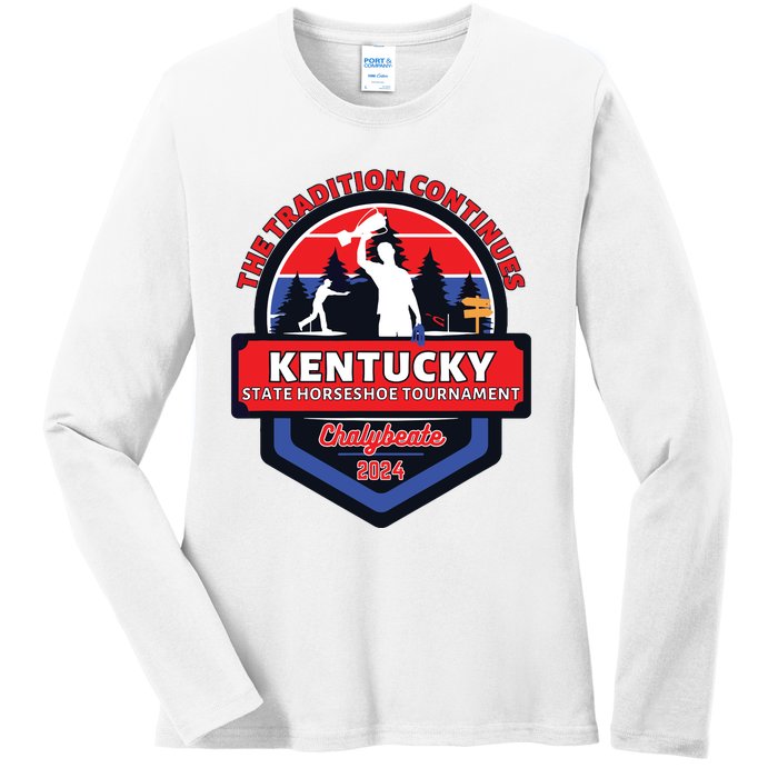 Chalybeate Ky State Horseshoe Pitching Tournament 2024 Ladies Long Sleeve Shirt