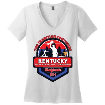 Chalybeate Ky State Horseshoe Pitching Tournament 2024 Women's V-Neck T-Shirt