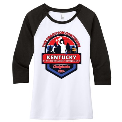 Chalybeate Ky State Horseshoe Pitching Tournament 2024 Women's Tri-Blend 3/4-Sleeve Raglan Shirt