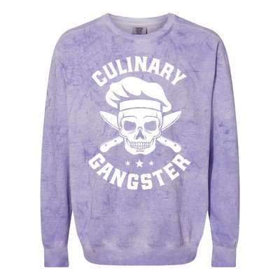 Chef Knife Skull Gangster Culinary Gangster Gift Funny Gift Colorblast Crewneck Sweatshirt