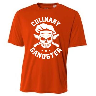 Chef Knife Skull Gangster Culinary Gangster Gift Funny Gift Cooling Performance Crew T-Shirt