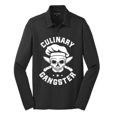 Chef Knife Skull Gangster Culinary Gangster Gift Funny Gift Silk Touch Performance Long Sleeve Polo