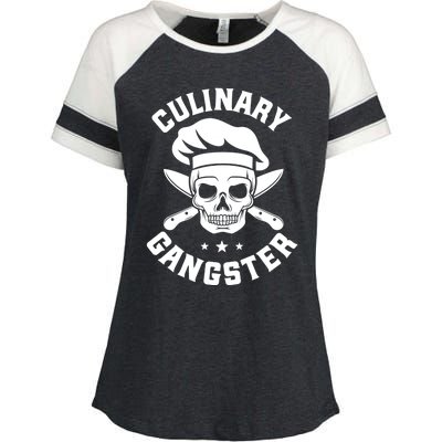 Chef Knife Skull Gangster Culinary Gangster Gift Funny Gift Enza Ladies Jersey Colorblock Tee