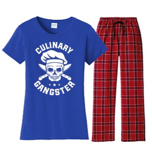 Chef Knife Skull Gangster Culinary Gangster Gift Funny Gift Women's Flannel Pajama Set