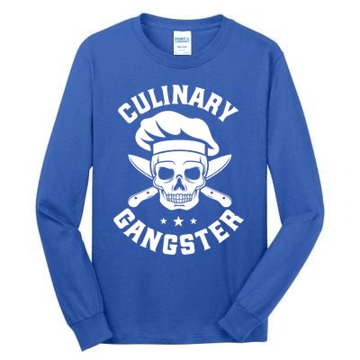 Chef Knife Skull Gangster Culinary Gangster Gift Funny Gift Tall Long Sleeve T-Shirt