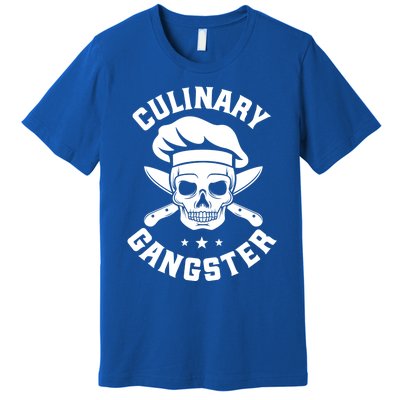 Chef Knife Skull Gangster Culinary Gangster Gift Funny Gift Premium T-Shirt