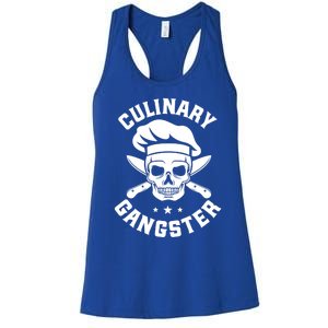 Chef Knife Skull Gangster Culinary Gangster Gift Funny Gift Women's Racerback Tank