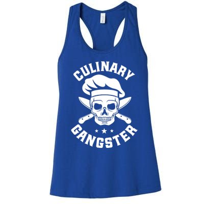 Chef Knife Skull Gangster Culinary Gangster Gift Funny Gift Women's Racerback Tank