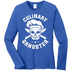 Chef Knife Skull Gangster Culinary Gangster Gift Funny Gift Ladies Long Sleeve Shirt