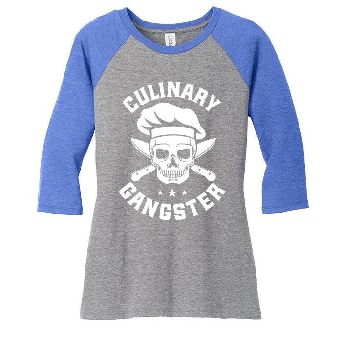 Chef Knife Skull Gangster Culinary Gangster Gift Funny Gift Women's Tri-Blend 3/4-Sleeve Raglan Shirt