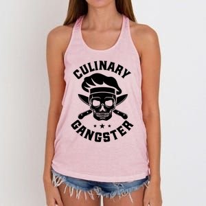 Chef Knife Skull Gangster Culinary Gangster Gift Funny Gift Women's Knotted Racerback Tank