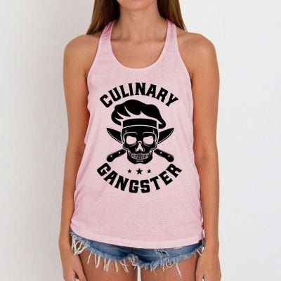 Chef Knife Skull Gangster Culinary Gangster Gift Funny Gift Women's Knotted Racerback Tank