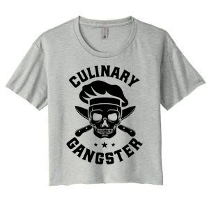 Chef Knife Skull Gangster Culinary Gangster Gift Funny Gift Women's Crop Top Tee