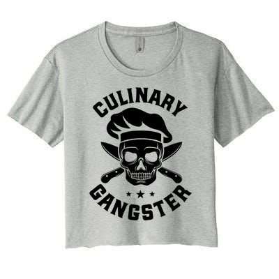 Chef Knife Skull Gangster Culinary Gangster Gift Funny Gift Women's Crop Top Tee