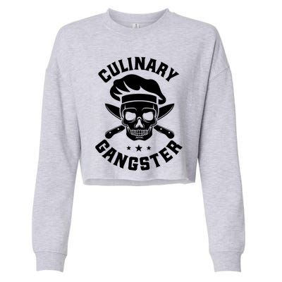 Chef Knife Skull Gangster Culinary Gangster Gift Funny Gift Cropped Pullover Crew