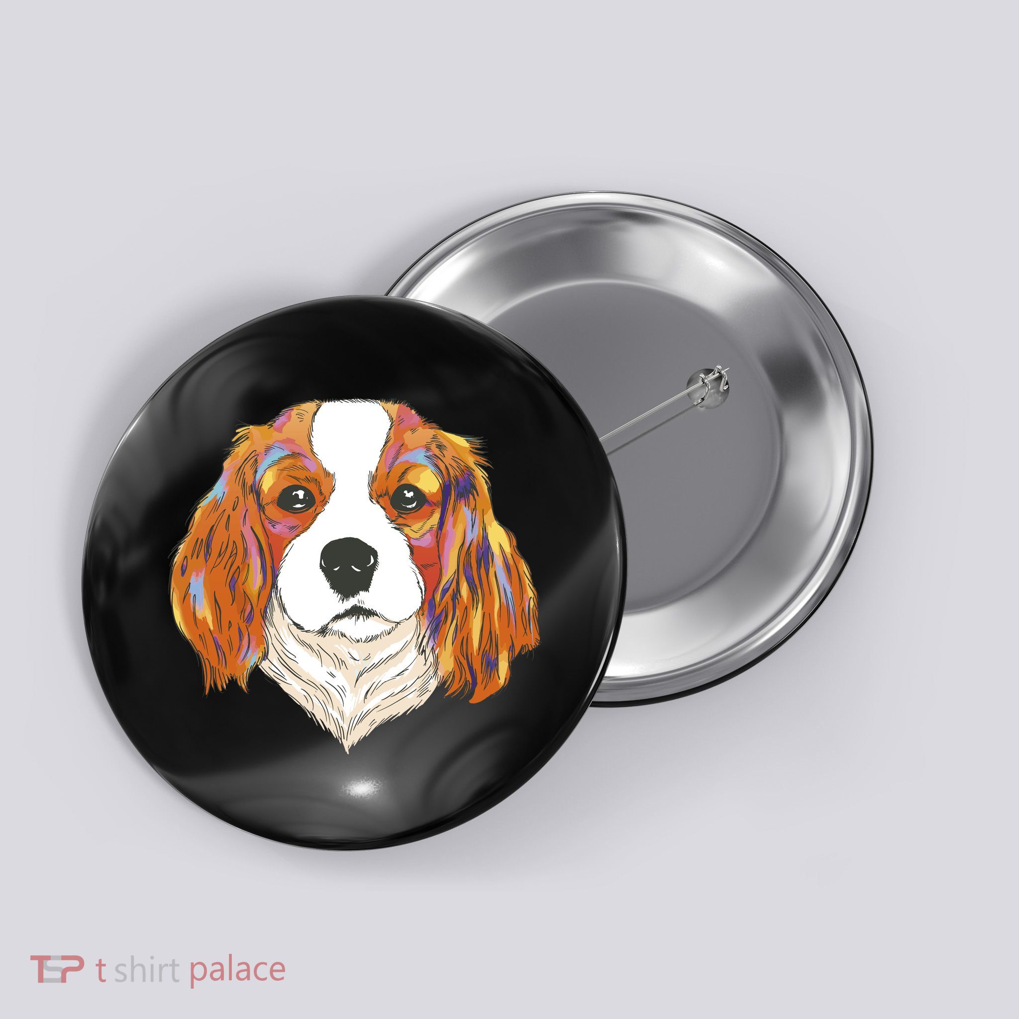Cavalier King Spaniel Colorful Dog Button