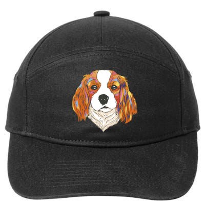 Cavalier King Spaniel Colorful Dog 7-Panel Snapback Hat