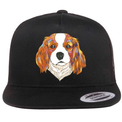 Cavalier King Spaniel Colorful Dog Flatbill Hat