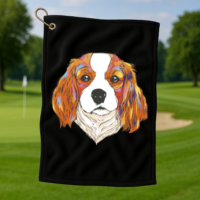 Cavalier King Spaniel Colorful Dog Golf Towel