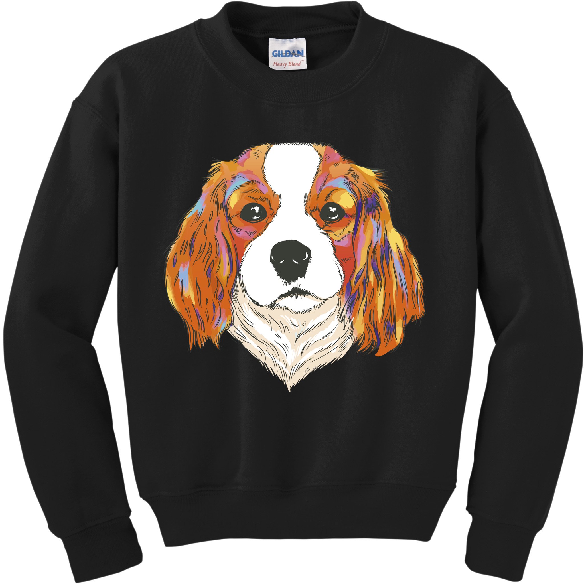 Cavalier King Spaniel Colorful Dog Kids Sweatshirt