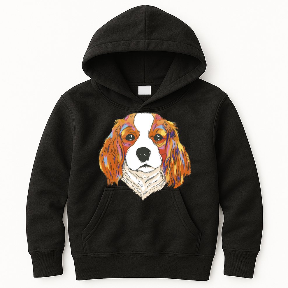 Cavalier King Spaniel Colorful Dog Kids Hoodie
