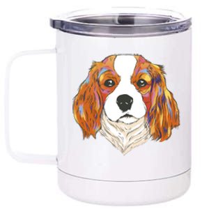 Cavalier King Spaniel Colorful Dog 12 oz Stainless Steel Tumbler Cup