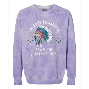 Chief Kickabitch Slapahoe Tribe Funny Native Colorblast Crewneck Sweatshirt