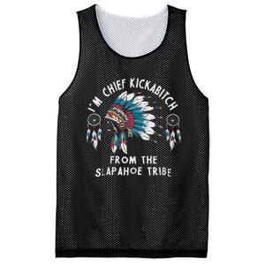 Chief Kickabitch Slapahoe Tribe Funny Native Mesh Reversible Basketball Jersey Tank